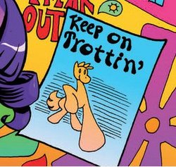 Size: 280x265 | Tagged: safe, artist:andy price, idw, official comic, g4, micro-series #3, my little pony micro-series, comic, keep on truckin', robert crumb