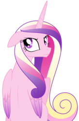 Size: 600x918 | Tagged: dead source, safe, artist:kumkrum, princess cadance, g4, annoyed, female, floppy ears, frown, glare, looking back, serious face, simple background, sitting, solo, transparent background, vector