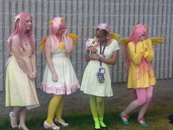 Size: 1024x768 | Tagged: safe, artist:neko-jake, fluttershy, human, g4, clothes, cosplay, dress, female, irl, irl human, photo, plushie