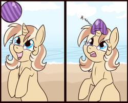 Size: 395x318 | Tagged: safe, artist:lulubell, oc, oc only, oc:lulubell, pony, unicorn, beach, solo