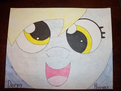 Size: 1032x774 | Tagged: safe, artist:furrywolfgirl71390, derpy hooves, pegasus, pony, g4, close-up, face, female, happy, mare, solo, traditional art