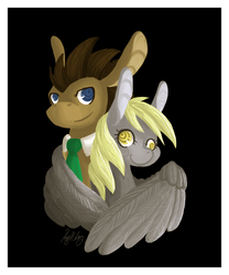 Size: 750x900 | Tagged: safe, artist:divinisity, derpy hooves, doctor whooves, time turner, pegasus, pony, g4, female, male, mare, necktie, ship:doctorderpy, shipping, straight