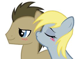 Size: 1006x794 | Tagged: safe, artist:3d4d, derpy hooves, doctor whooves, time turner, pegasus, pony, g4, blushing, female, kissing, male, mare, ship:doctorderpy, shipping, straight