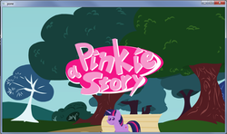 Size: 979x579 | Tagged: safe, pinkie pie, twilight sparkle, pony, g4, bench, grass, pointy ponies, screenshots, sky, text, tree