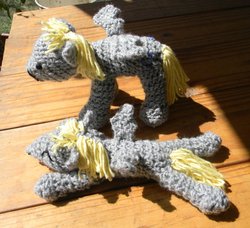 Size: 936x854 | Tagged: safe, artist:gwilannalavender3, derpy hooves, pegasus, pony, g4, amigurumi, crochet, female, irl, knit, mare, photo, plushie