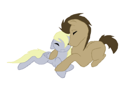 Size: 635x432 | Tagged: safe, artist:fallen12345, derpy hooves, doctor whooves, time turner, pegasus, pony, g4, cuddling, female, male, mare, ship:doctorderpy, shipping, snuggling, straight