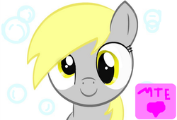 Size: 746x507 | Tagged: safe, artist:meylinthehedgehog, derpy hooves, pegasus, pony, g4, bubble, c:, cute, face, female, heart, looking at you, mare, smiling, solo