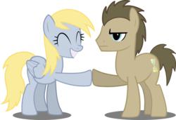 Size: 1024x699 | Tagged: safe, artist:themultimaker1, derpy hooves, doctor whooves, time turner, pegasus, pony, g4, female, hoofbump, mare, simple background, transparent background, vector