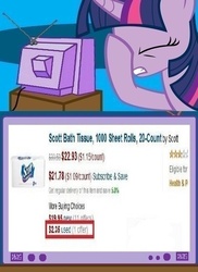 Size: 561x771 | Tagged: safe, twilight sparkle, g4, amazon.com, exploitable meme, facehoof, fail, meme, toilet paper, tv meme