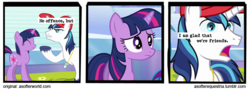 Size: 720x261 | Tagged: safe, edit, edited screencap, screencap, shining armor, twilight sparkle, g4, a softer world, not creepy