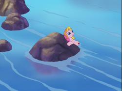 Size: 640x480 | Tagged: safe, screencap, rarity (g3), g3, the runaway rainbow, danger, river, rock, waterfall