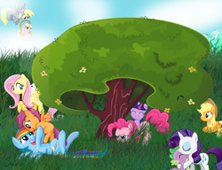 Size: 1009x776 | Tagged: safe, angel bunny, applejack, derpy hooves, dinky hooves, fluttershy, lyra heartstrings, pinkie pie, rainbow dash, rarity, scootaloo, spike, twilight sparkle, oc, oc:snowdrop, dragon, ghost, pegasus, pony, unicorn, g4, basket, butt, female, horn, male, mane seven, mane six, mare, mouth hold, plot, scootalove, ship:sparity, shipping, spikelove, straight, wingless spike