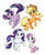 Size: 2156x2647 | Tagged: safe, artist:chibi-jen-hen, applejack, rarity, sweetie belle, twilight sparkle, earth pony, pony, unicorn, g4, female, filly, mare, simple background, unicorn twilight, white background