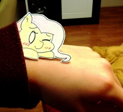 Size: 728x665 | Tagged: safe, artist:danadyu, fluttershy, g4, cute, daaaaaaaaaaaw, hand, jumped-out-pinkieanswers