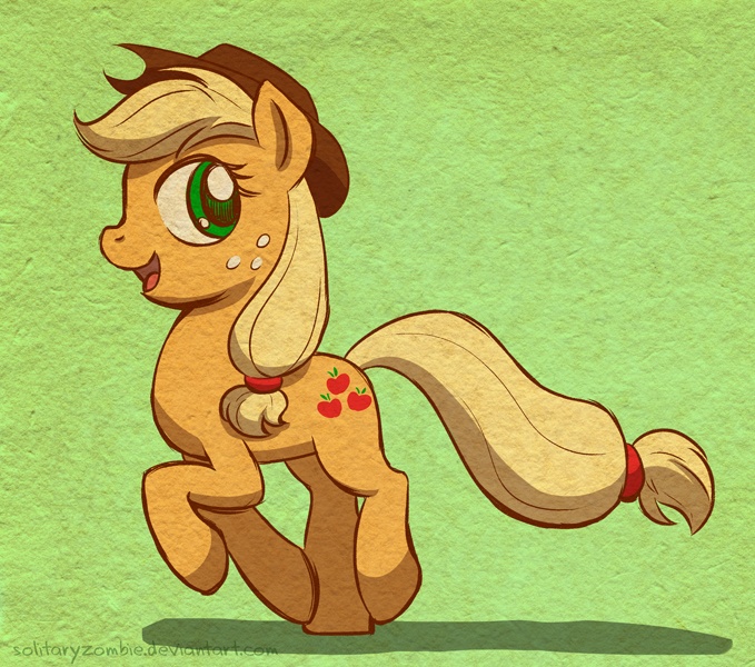 #309841 - safe, artist:solitaryzombie, applejack, g4, female, running ...
