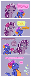 Size: 592x1479 | Tagged: safe, artist:peppersupreme, master kenbroath gilspotten heathspike, wysteria, dragon, earth pony, pony, g3, 2013, brony beatdown, comic, female, flower, hold my flower, hold my x, male, musical instrument, offscreen character, offscreen violence, violin