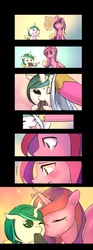Size: 560x1500 | Tagged: safe, artist:bakki, princess cadance, oc, oc:mirror gleam, changeling, hybrid, pony, unicorn, g4, adopted offspring, adoption, comic, crying, cute, disguised baby changeling, feels, foal, interspecies offspring, offspring, palindrome get, parent:queen chrysalis, parent:shining armor, parents:shining chrysalis, stepdaughter