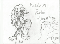 Size: 2338x1700 | Tagged: safe, artist:majorleaguepony, pinkie pie, earth pony, keldeo, pony, g4, female, keldeo's pinkie adventure, mare, sketch, traditional art