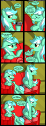Size: 800x2165 | Tagged: safe, artist:veggie55, lyra heartstrings, pony, unicorn, g4, abuse, comic, couch, duality, guyra, implied abuse, nintendo, nintendo entertainment system, rule 63, video game