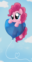 Size: 3944x7577 | Tagged: safe, artist:pridark, pinkie pie, earth pony, pony, g4, absurd resolution, balloon, cute, female, filly, filly pinkie pie, floating, solo, then watch her balloons lift her up to the sky, younger