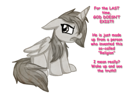 Size: 800x600 | Tagged: safe, oc, oc only, alicorn, pony, alicorn oc, atheism, religion, solo