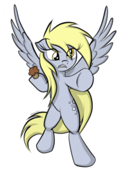 Size: 1083x1491 | Tagged: safe, artist:nedemai, derpy hooves, pegasus, pony, g4, bipedal, cute, female, gritted teeth, mare, muffin, simple background, solo, throwing, transparent background