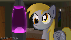 Size: 597x336 | Tagged: safe, artist:parallaxmlp, derpy hooves, pegasus, pony, g4, animated, bedroom, cute, derpabetes, excited, eyes closed, female, flapping, gasp, gif party, giggling, grin, lava lamp, lava lamp effect, mare, open mouth, smiling, spread wings, underp, youtube link