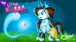 Size: 709x395 | Tagged: safe, artist:dynamocha, pony, korra, ponified, solo, the legend of korra