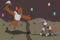 Size: 1200x800 | Tagged: safe, artist:greywander87, oc, oc only, diamond dog, armor, fight, gem, rupee, vector