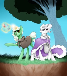 Size: 1500x1700 | Tagged: safe, artist:octomoparalysis, clover the clever, princess platinum, pony, unicorn, g4, clothes, gem, interpretation, magic, robe