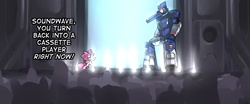 Size: 1200x500 | Tagged: safe, artist:uc77, pinkie pie, g4, crossover, soundwave, transformers