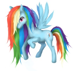 Size: 872x841 | Tagged: safe, artist:caeeli, rainbow dash, g4, full body, side view, simple background, solo, spread wings, white background, wings