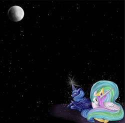 Size: 1352x1329 | Tagged: safe, artist:qwert5, princess celestia, princess luna, g4