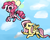 Size: 5000x4000 | Tagged: safe, artist:thesquiggler, fluttershy, pinkie pie, g4, balloon, flying, then watch her balloons lift her up to the sky