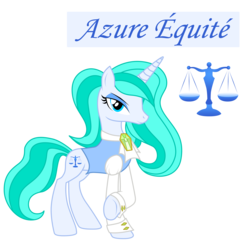 Size: 3300x3307 | Tagged: safe, artist:somashield, oc, oc only, oc:azure equite, pony, unicorn, clothes, cutie mark, horn, solo, tail