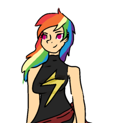 Size: 600x650 | Tagged: safe, artist:queenmofeta, rainbow dash, human, g4, female, humanized, marvel, marvel comics, ms. marvel, solo