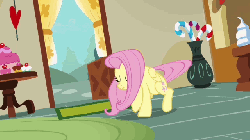 Size: 640x360 | Tagged: safe, screencap, fluttershy, pegasus, pony, g4, season 1, swarm of the century, animated, female, gif, jumping, mare, slide, solo