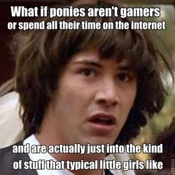 Size: 551x549 | Tagged: safe, barely pony related, conspiracy keanu, exploitable meme, impact font, meme, roflbot, text