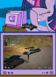 Size: 437x600 | Tagged: safe, twilight sparkle, g4, exploitable meme, facehoof, gamer twi, gulman, tv meme