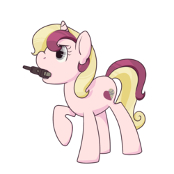 Size: 900x900 | Tagged: safe, artist:inlucidreverie, oc, oc only, oc:serenity (fallout equestria: heroes), pony, unicorn, fallout equestria, fallout equestria: heroes, female, filly, foal, gun, horn, mouth hold, raised hoof, simple background, solo, transparent background, unicorn oc