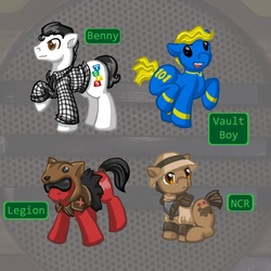 Size: 802x802 | Tagged: safe, artist:melle-d, benny, caesar's legion, fallout, fallout: new vegas, legion, ncr, new california republic, ponified, vault boy