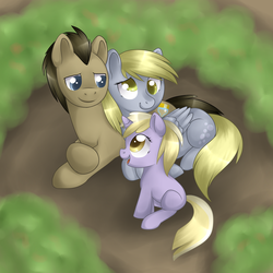 Size: 1024x1024 | Tagged: safe, artist:kitsunewolf95, derpy hooves, dinky hooves, doctor whooves, time turner, pegasus, pony, g4, equestria's best mother, female, male, mare, ship:doctorderpy, shipping, straight