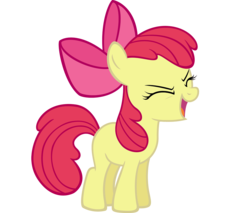 Size: 2000x1703 | Tagged: safe, artist:rattipack, apple bloom, earth pony, pony, g4, apple bloom's bow, bow, eyes closed, female, filly, flutteryay, hair bow, open mouth, simple background, solo, transparent background, yay