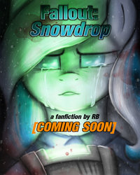 Size: 600x750 | Tagged: safe, artist:realbarenziah, oc, oc only, oc:snowdrop, pegasus, pony, blood, clothes, crying, fallout, fanfic, fanfic art, fanfic cover, female, pegasus oc, pipbuck