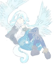 Size: 744x1052 | Tagged: safe, artist:dandelionpierrot, oc, oc only, oc:snowdrop, human, eared humanization, humanized, tailed humanization, winged humanization