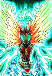 Size: 600x872 | Tagged: safe, artist:ponetron, glowing, kabuto, kamen rider, kamen rider kabuto, lightning, wings