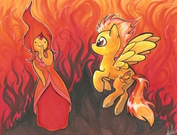 Size: 1000x765 | Tagged: safe, artist:lizspit, spitfire, g4, flame princess, traditional art