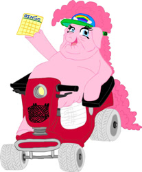 Size: 705x852 | Tagged: safe, artist:sowcrazy, pinkie pie, pony, g4, amputee, cute, diabetes, elderly, fat, female, mare, mobility scooter, obese, piggy pie, pudgy pie, scooter, solo