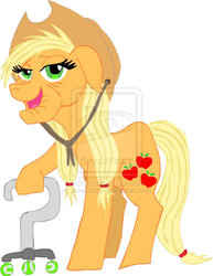 Size: 625x809 | Tagged: safe, artist:sowcrazy, applejack, earth pony, pony, g4, cane, elderly, female, mare, simple background, solo, white background