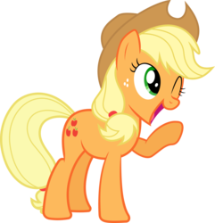 Size: 3302x3424 | Tagged: safe, artist:filpapersoul, applejack, g4, female, oh you, raised hoof, simple background, solo, transparent background, vector, wink